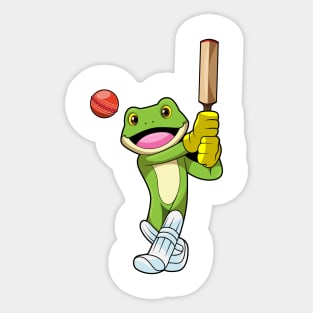 Frog at Cricket with Cricket bat Sticker